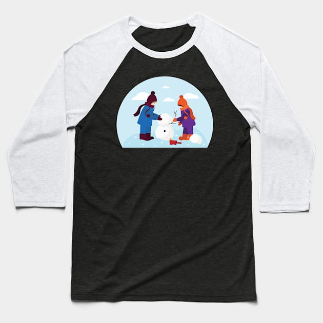 Kids making a Snowman Baseball T-Shirt by holidaystore